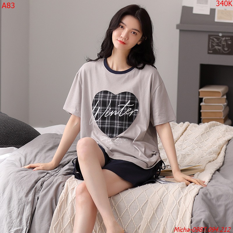 Bộ short màu xám hình trái tim - Micha A83