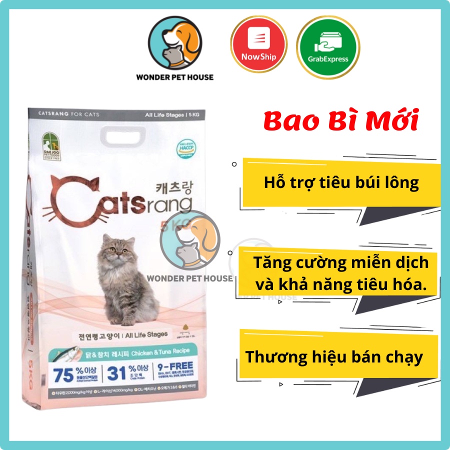 Hạt Mèo Catsrang (Zip) 1kg Hàn Quốc - Dinh Dưỡng Tiêu Búi Lông Catrang Cat rang