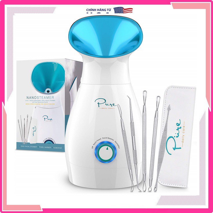 ✅ Máy Xông Hơi Mặt Nano Pure Daily Care 3 in 1| TOP 1 bán chạy Amazon | Tặng kèm bộ dưỡng da
