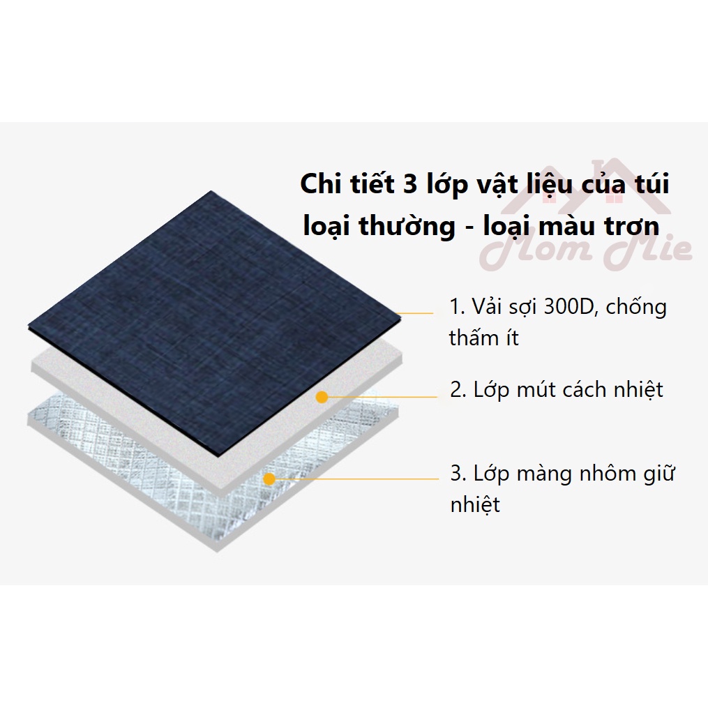 [Loại tốt] Túi đựng cơm giữ nhiệt Bento sọc/ trơn - T011