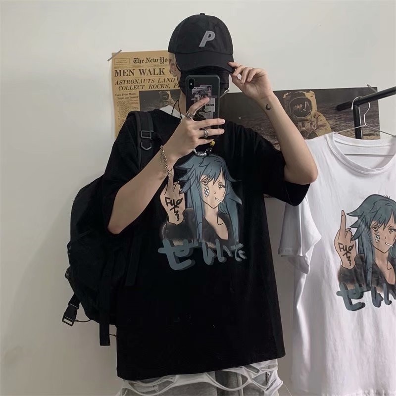 Áo Thun Tay lỡ Có In Hình Anime FVCK Thời Trang Phong Cách ulzzang Cho Nam / Nữ full size 40-80kg