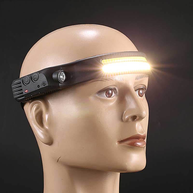 Đèn Pin Đeo Đầu Có Cảm Biến Sóng COB Chống Thấm Nước Bằng Silicone Có Thể Sạc Lại USB