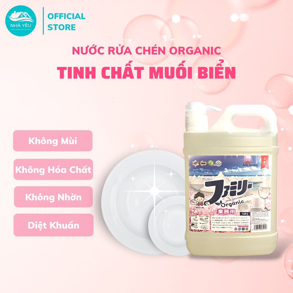 Thùng Nước Rửa Chén Hữu Cơ Tinh Chất Muối Biển 3 Can 1800ML