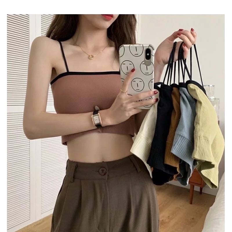 Áo Bra Thun 2 Dây Có Mút Ngực Gam Màu Pastel Quyến Rũ 388