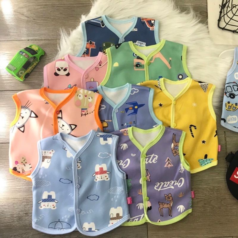 Áo gile, áo khoác, áo lạnh nỉ bông cộc tay cho bé - PoSam Kids