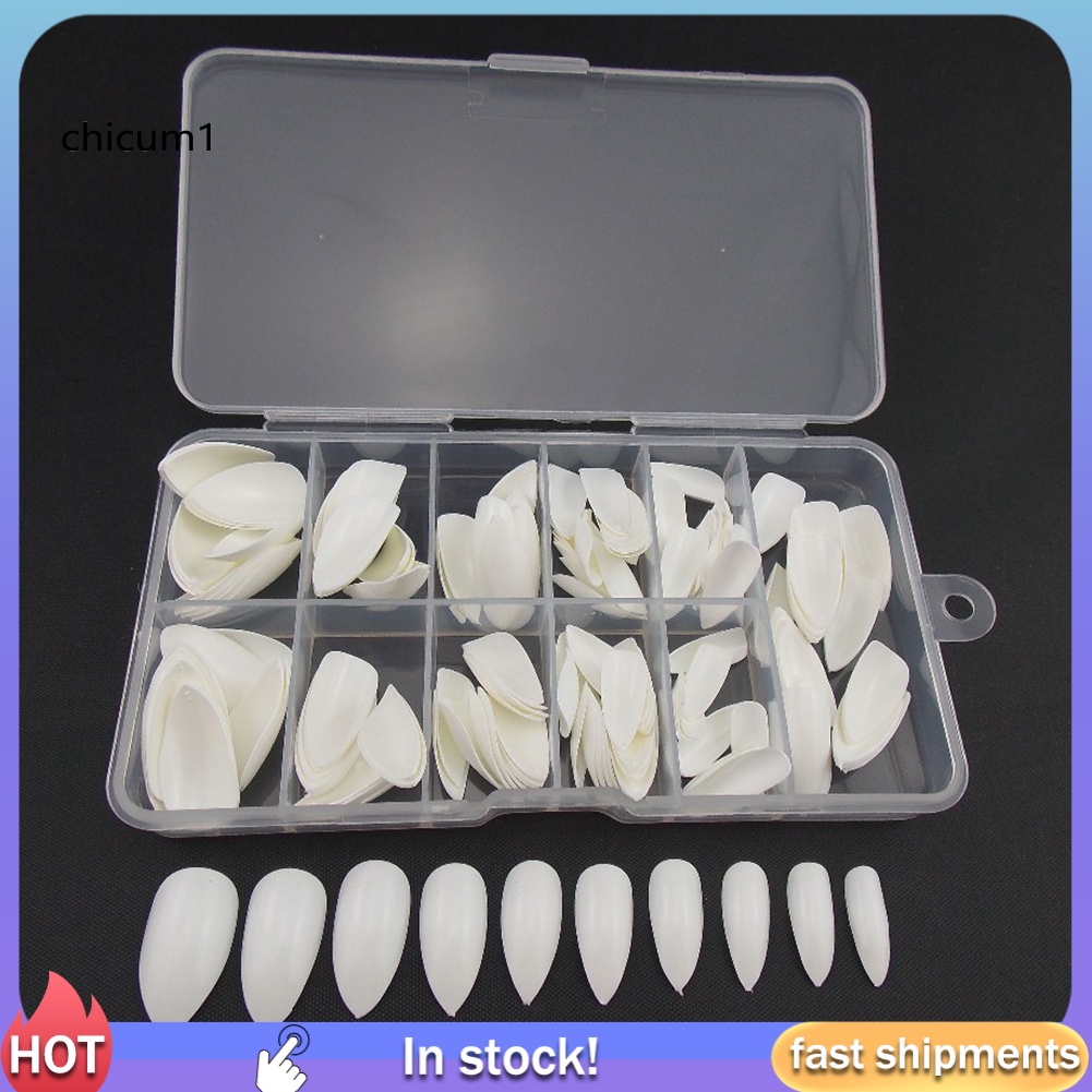 Bộ 100 Móng Tay Giả Nghệ Thuật Che Phủ Toàn Diện Hình Giọt Nước