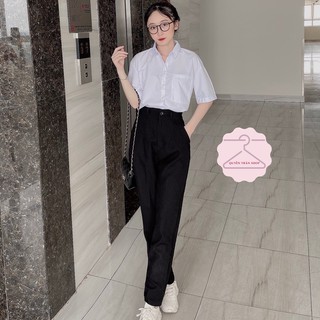 Quần Tây Nữ Form Chuẩn Lưng Cao Baggy Đi Học Công Sở Dài Vải Cao Cấp_05