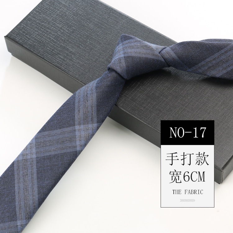 Cà Vạt Cotton 7cm Họa Tiết Kẻ Sọc Caro Phong Cách Hàn Quốc Retro 24H Không Có Khóa Kéo Cho Nam