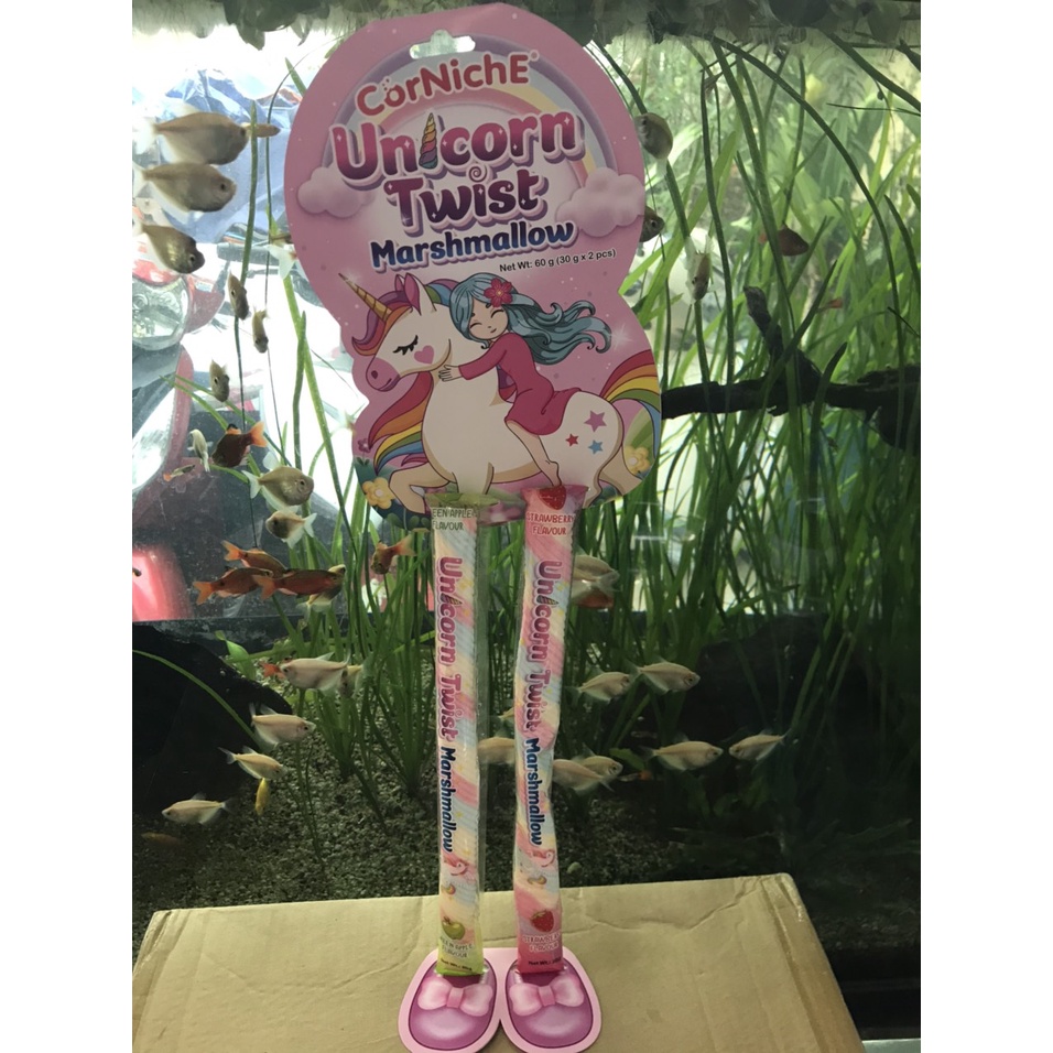 Kẹo Xốp Xoắn Unicorn Twist Marshmallows Chân Dài (Vỉ 60g)