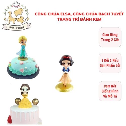 Trang trí bánh sinh nhật , trang trí bánh kem - Tượng công chúa váy vàng - công chúa Elsa