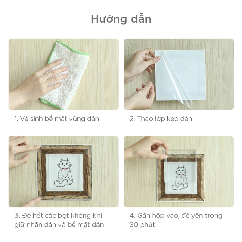 Khung tranh vuông sâu lòng nuôi cá, trồng cây thủy sinh dán tường FaSoLa FSLQJ-0139