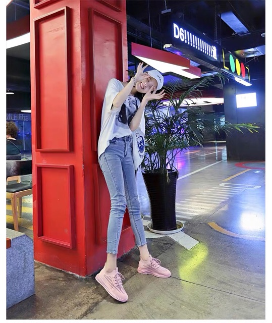 Giày thể thao nữ chất lưới thoáng đế tổ ong đế cao 3cm( màu đen, vàng, trắng, hồng) mã CT119 | BigBuy360 - bigbuy360.vn