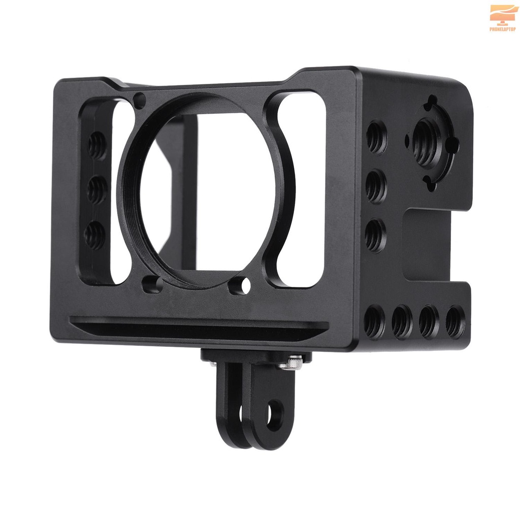 Aluminum Alloy Camera Vlog Cage Protective Camera Cage with 1/4 3/8 Inch Screw Holes Compatible with Sony RX0 II Digital Camera Microphone Tripod Fill Light