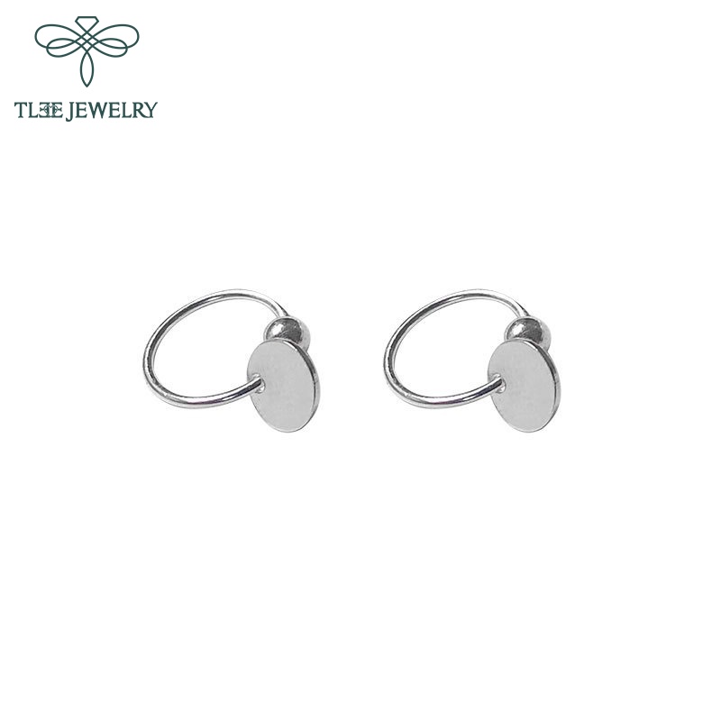 Khuyên tai bạc nữ TLEE tròn trơn mix charm dáng lạ NCJ B0143