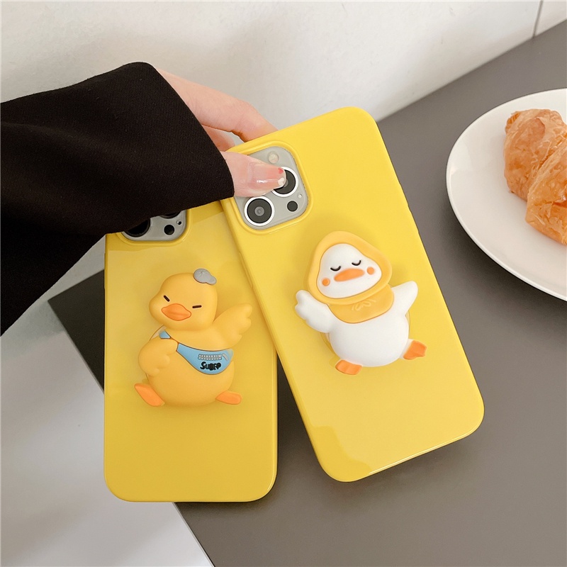 Ốp Điện Thoại Có Giá Đỡ Hình Vịt 3D Cho IPhone 13 13Pro 13ProMax 12 12Pro 12ProMax 11 11Pro 11ProMax XSmax XR X XS 8 7 6 6SPlus