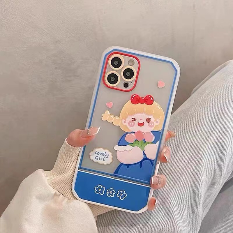 Ốp Điện Thoại Silicon TPU Mềm Trong Suốt Có Giá Đỡ Dễ Thương Cho iPhone 13 12 11 10 Pro XS Max X XR 8 7 6 6S Plus SE 2020