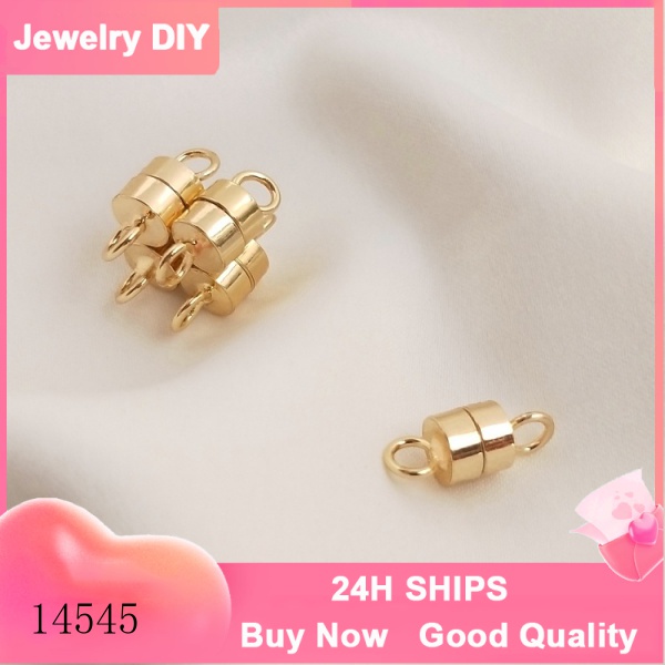 【✨Đồ trang sức DIY tinh tế✨】Khóa Cài Nam Châm Hình Trụ Màu Vàng Kim 14k Đóng Kín Hình Trụ Dùng Làm Trang Sức Thủ Công DIY【Khóa kết nối/Khóa kẹp/đóng khóa/dây chuyền vàng nữ/mặt dây chuyền vàng/đồ trang sức/trang sức vàng】