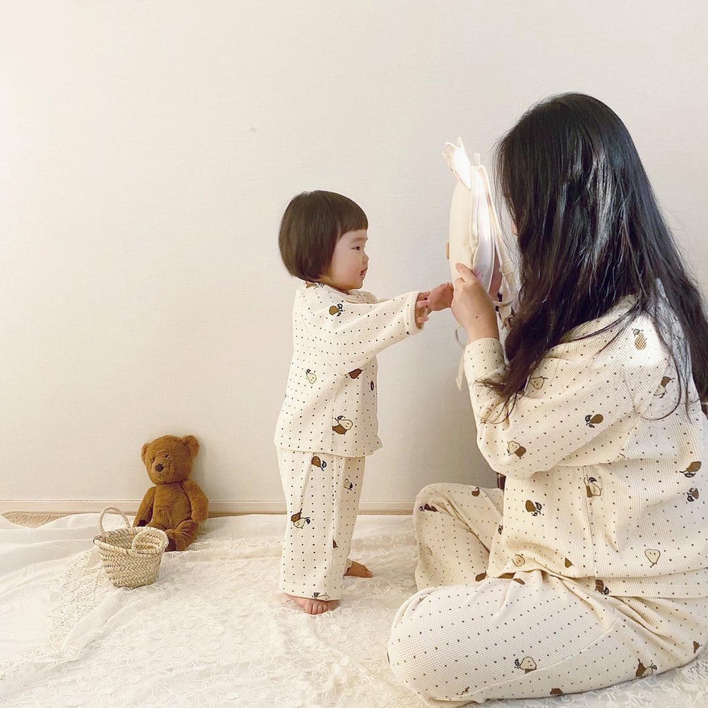 Bộ mặc nhà trái lê đồ đôi siêu xinh cho mẹ và bé