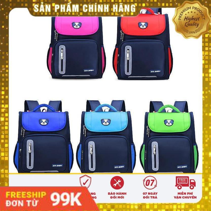 [Giảm Giá]  Cặp balo học sinh dáng hộp SM BABY siêu nhẹ ,phản quang ,chống mưa cho bé