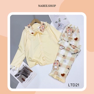 Bộ đồ ngủ bộ pijama lụa satin - đồ bộ mặc nhà dài tay thu đông mềm mại