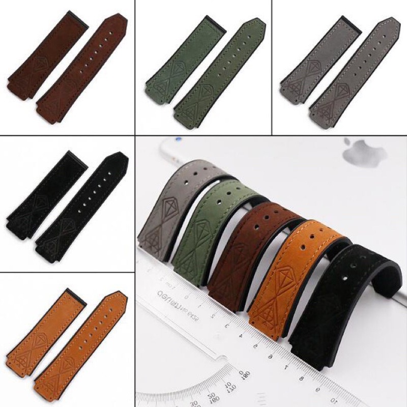 Dây đồng hồ Hublot da lộn chính hãng size 25*19mm