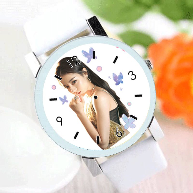 Đồng hồ đeo tay nam nữ in hình ĐỊCH LỆ NHIỆT BA idol diễn viễn hoa ngữ tiện lợi thời trang