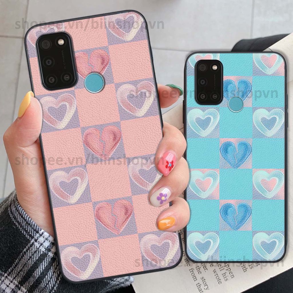 Ốp Realme C17 / 7i caro trái tim nhiều màu sắc, đầy cá tính, khẳng định phong cách