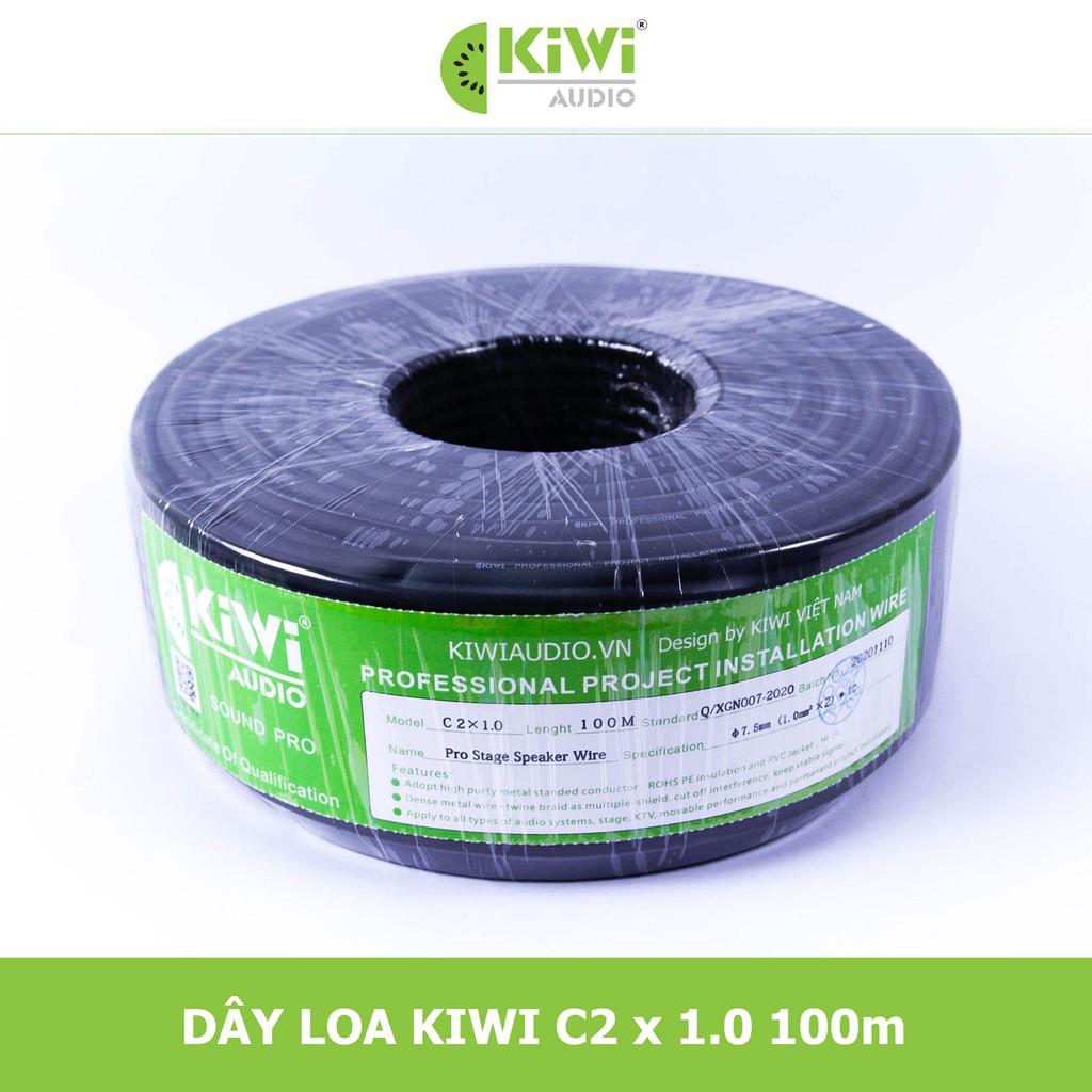 DÂY LOA CHUYÊN NGHIỆP BẰNG ĐỒNG 2x1mm2 cuộn 100m CHÍNH HÃNG KIWI