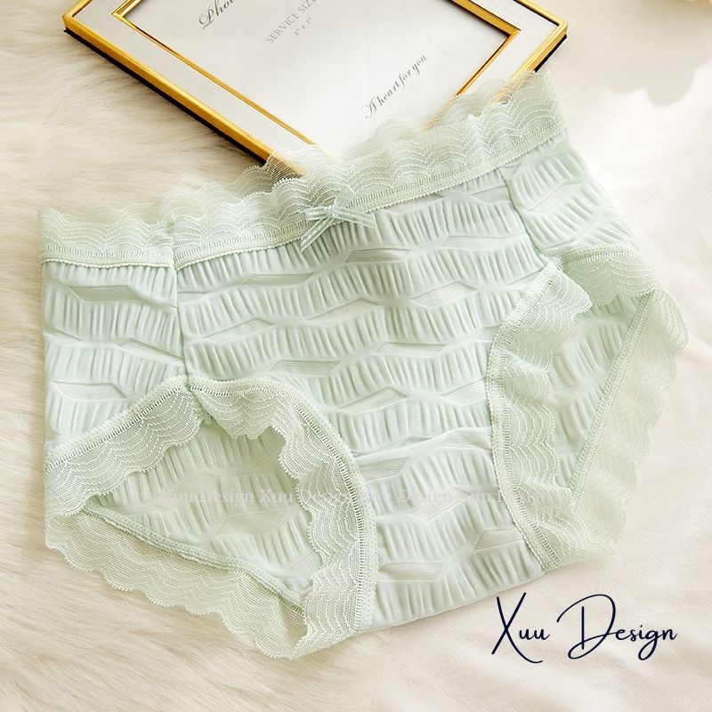 Quần lót nữ Su nhăn cao cấp phối ren ngọt ngào Wexuu chất liệu mềm siêu mát kháng khuẩn - QC94