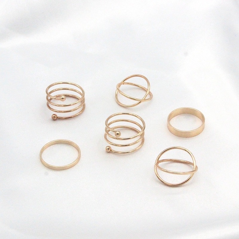 Set 6 nhẫn phong cách Hàn Quốc thời trang cho nữ 210807