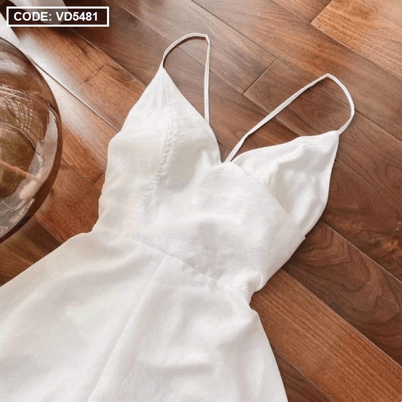 [HCM – hàng cao cấp] Mẫu đầm nữ đẹp maxi trắng 2 dây, đan lưng thắt nơ đắp chéo ngực. | BigBuy360 - bigbuy360.vn