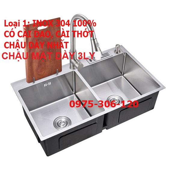 Chậu Rửa Chén Bát INOX SUS 304 N16 8245 a1 NA.GRAND HÀNG CAO CẤP NHẤT MẶT DÀY 3LY HÀNG BAO XÀI