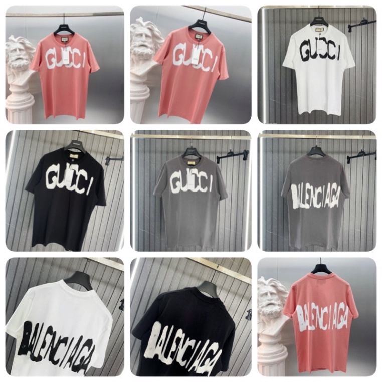 Áo Phông Nam Nữ Gucci Chữ In Cao Cấp , Vải Chất Lượng Cao - Áo Phông GC Balen Nam Nữ Vải Cotton Mát Mịn