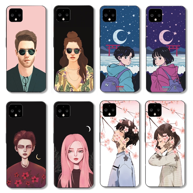 Ốp điện thoại silicone TPU mềm in hình nam nữ hoạt hình đáng yêu cho Google Pixel 5a 4a 3a Xl / Pixel 4 Xl