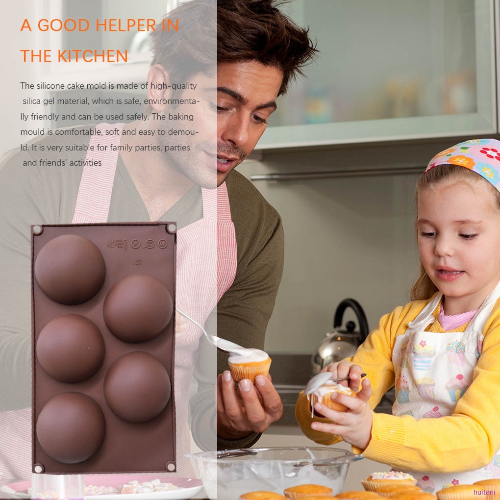 Cake Mold Half Ball Shaped Ice Cube Chocolate Fondant Silicone Mould Home DIY Baking Tray huiteni