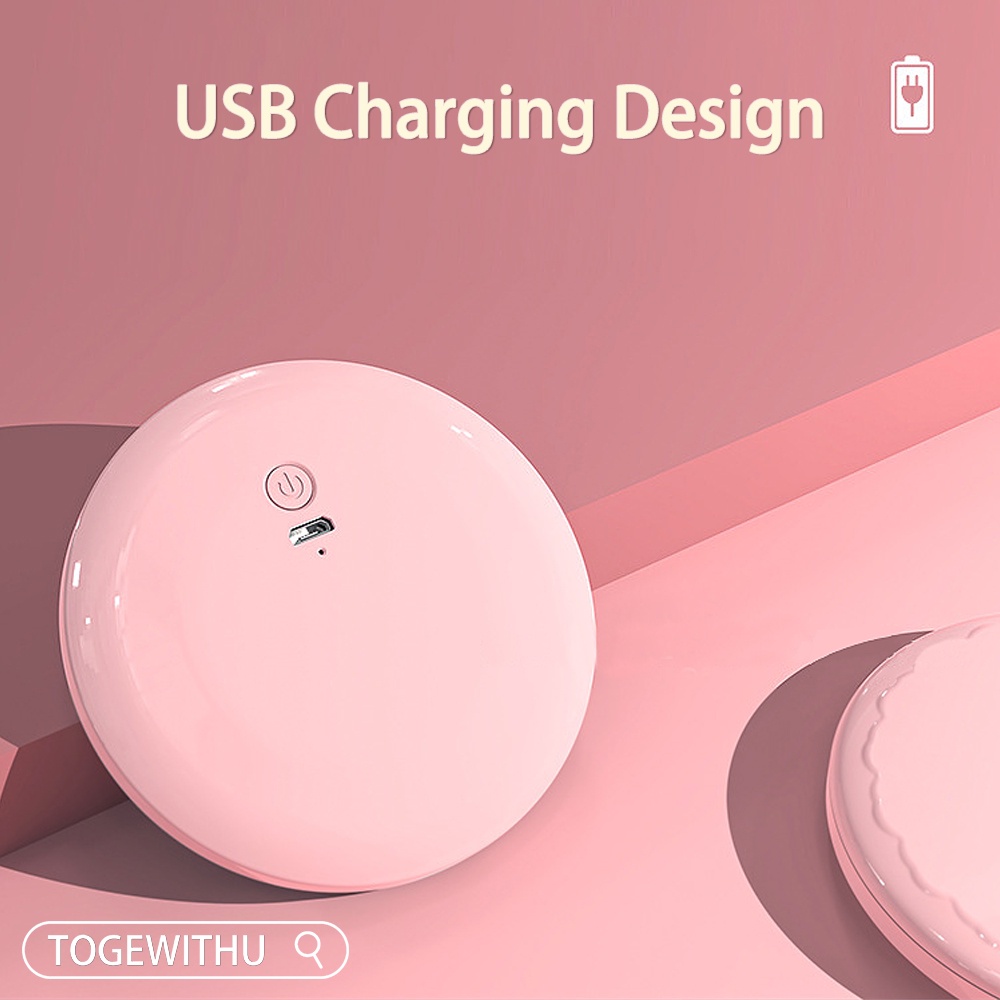 TOGEWITHU Gương Trang Điểm Bỏ Túi 2 Mặt Có Đèn LED Phóng To 1x/2x