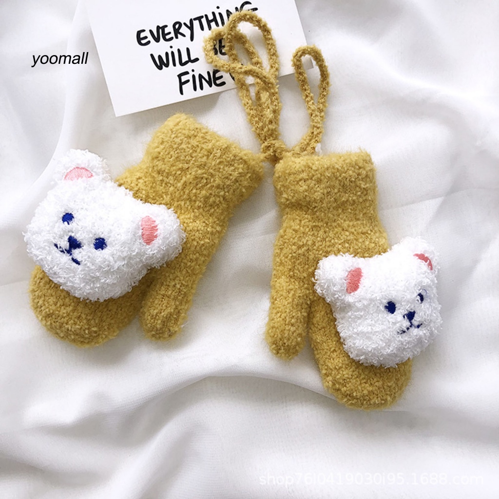 1 Đôi Găng Tay Hình Gấu Hoạt Hình Cho Bé 1-4 Tuổi