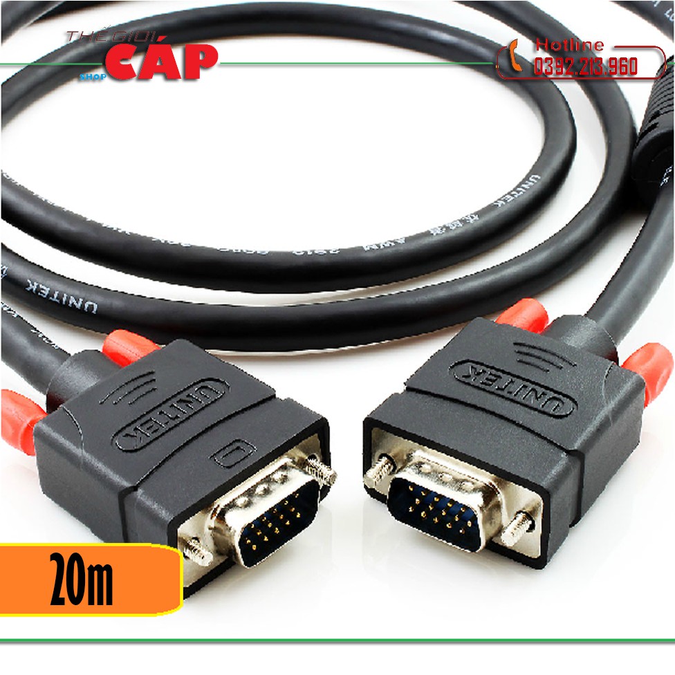 Cáp VGA 2 đầu đực 20m CHÍNH HÃNG Unitek Y-C508A