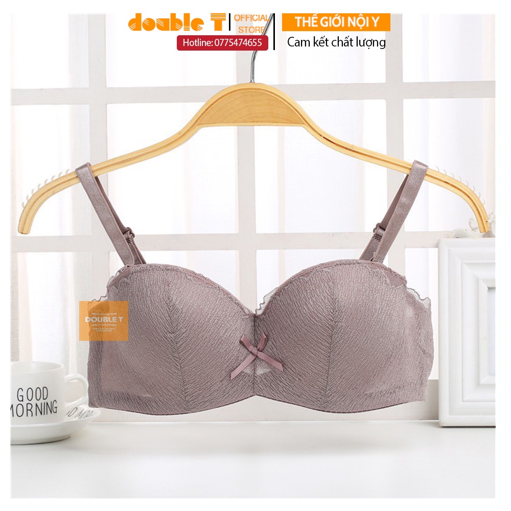 Áo lót, áo ngực cúp ngang ren mềm mịn Double T cao cấp