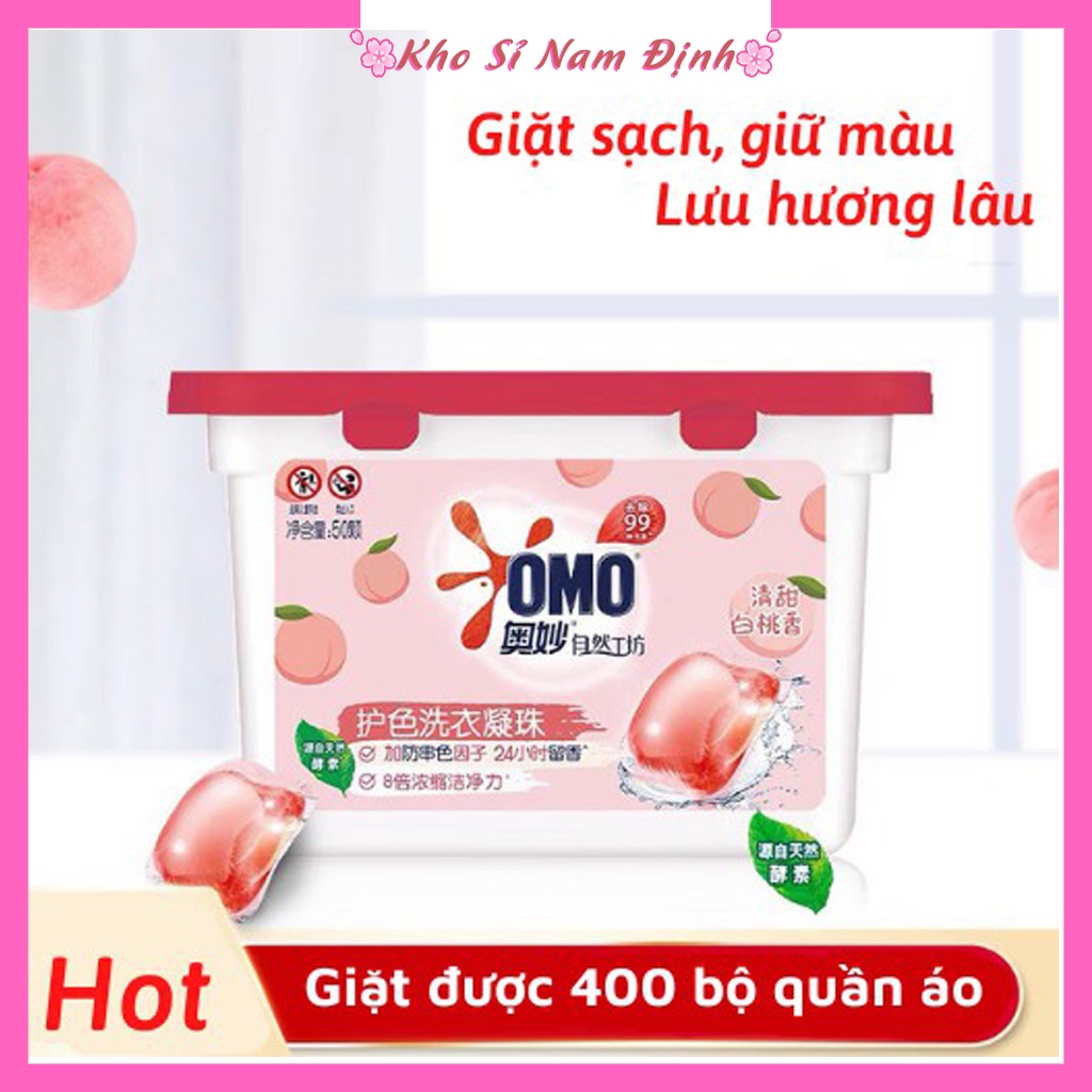 Viên giặt xả quần áo hộp 50 viên siêu sạch đánh bay vết bẩn  , giữ màu , lưu hương bền lâu