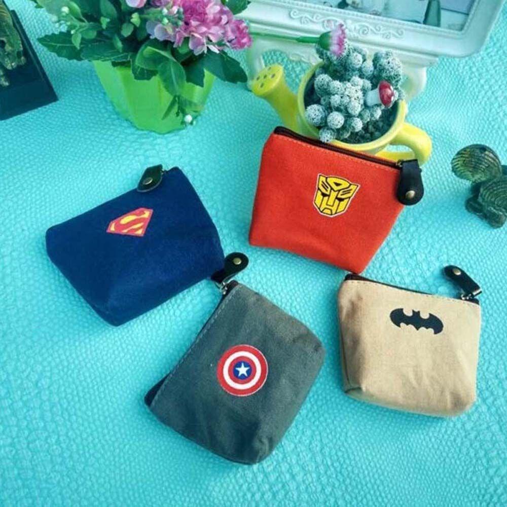 Ví Vải Canvas Đựng Tiền Xu / Thẻ / Chìa Khóa In Hình Anh Hùng Marvel MXGOODS