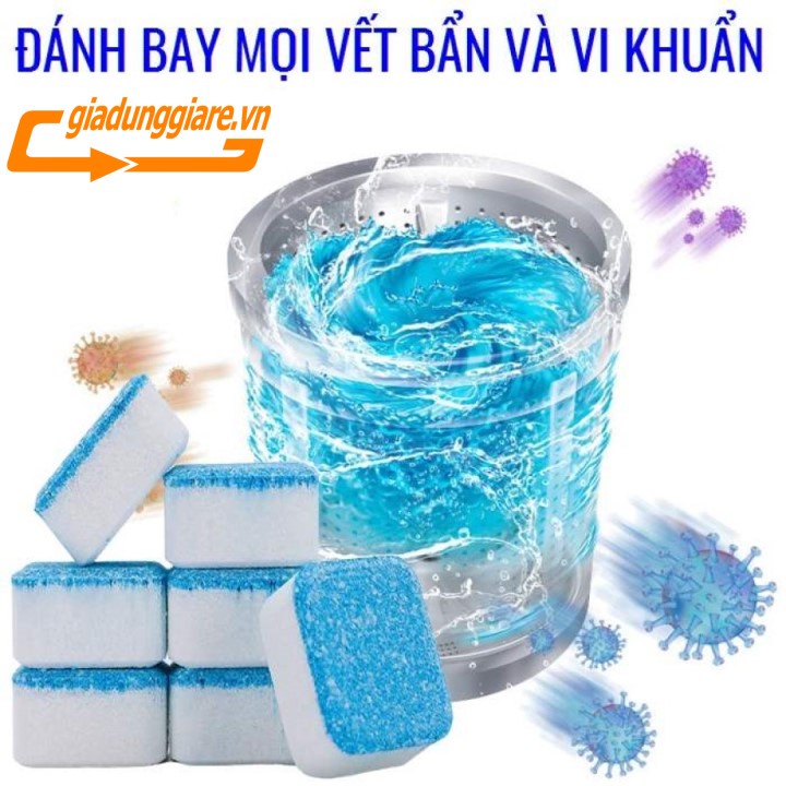 Hộp 12 Viên tẩy vệ sinh lồng MÁY GIẶT sủi sạch vi khuẩn tẩy sạch cặn bẩn lồng giặt - giadunggiare.vn