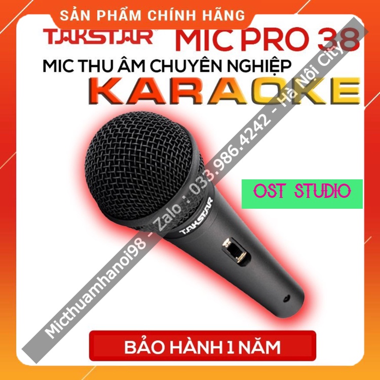 Mic Hát Karaoke Có Dây Takstar Pro-38 Dây Dài 6 Mét , Bắt Âm Cực Tốt , Âm Thanh Sống Động , Độ Bền Cực Cao