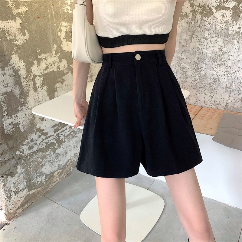 Quần Short Denim Lưng Cao Ống Rộng Thời Trang Cho Nữ