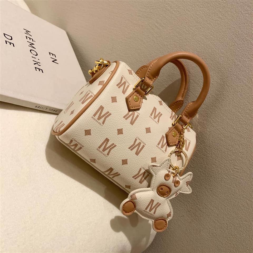 Túi MIOCRA KOLY đeo chéo da trơn quai nâu, túi xách nữ không kèm móc thú