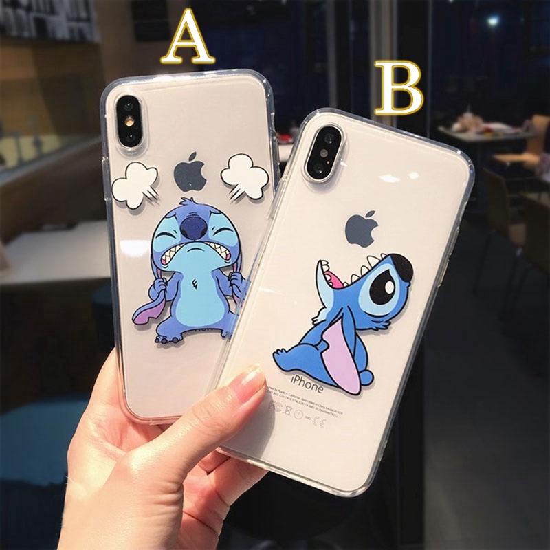 Ốp lưng trong suốt hình nhân vật Stitch trong phim Lilo and Sitch cho IPhone 6 6S 7 8 Plus XS Max XR