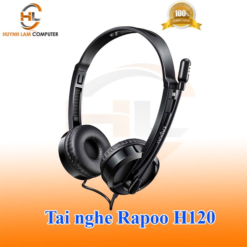 Tai nghe chụp tai Rapoo H120 có dây [ĐEN] kết nối cổng USB - Hàng chính hãng