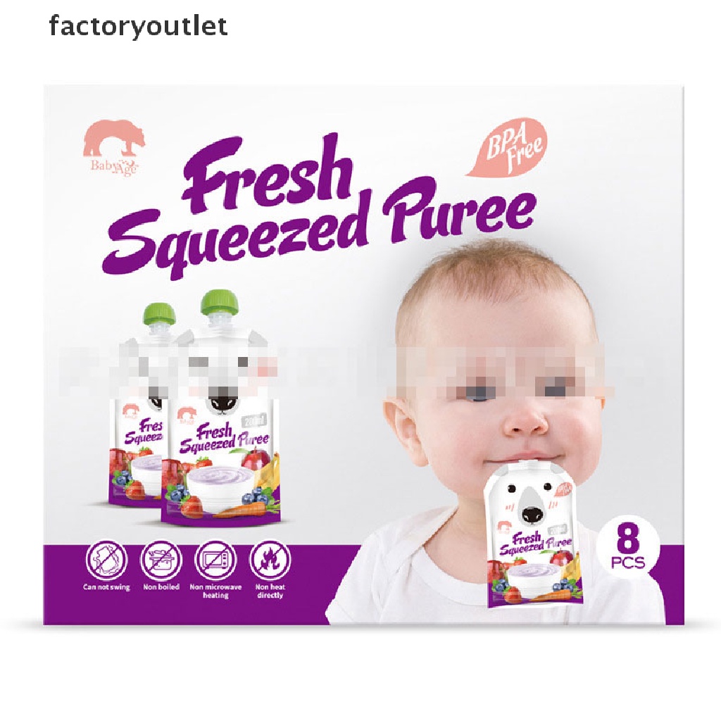 【factoryoutlet】Túi Bóp đựng thức ăn tươi cho bé chất lượng cao có thể tái sử dụng
