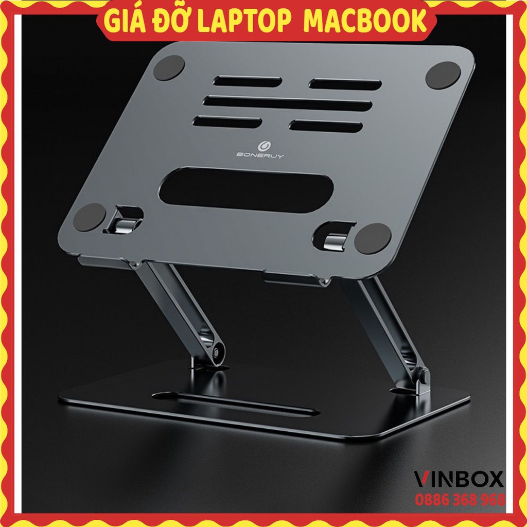 Đế kê đỡ laptop macbook máy tính bảng ipad hợp kim nhôm gấp gọn tản nhiệt nâng độ cao chống mỏi vai gáy VINBOX P43