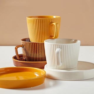 Bộ cốc uống trà / cà phê / snack bằng gốm sứ màu trắng phong cách vintage sang trọng